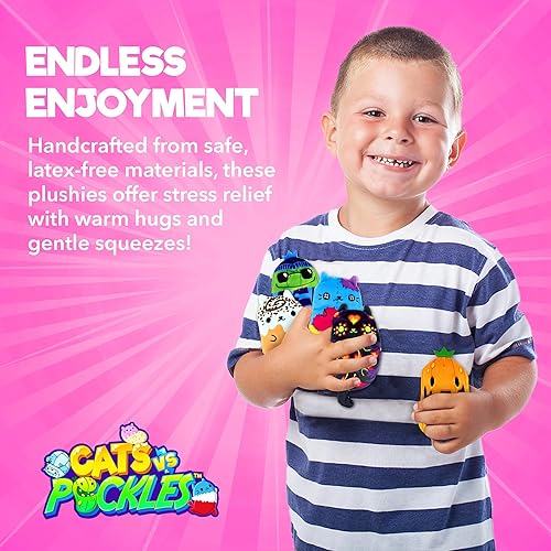 Vista 14 de Cats vs Pickles Paquete de 2 bolsas misteriosas rellenas de frijoles de ola fucsia, rellenos de calcetines, bolsas ciegas para niñas y niños