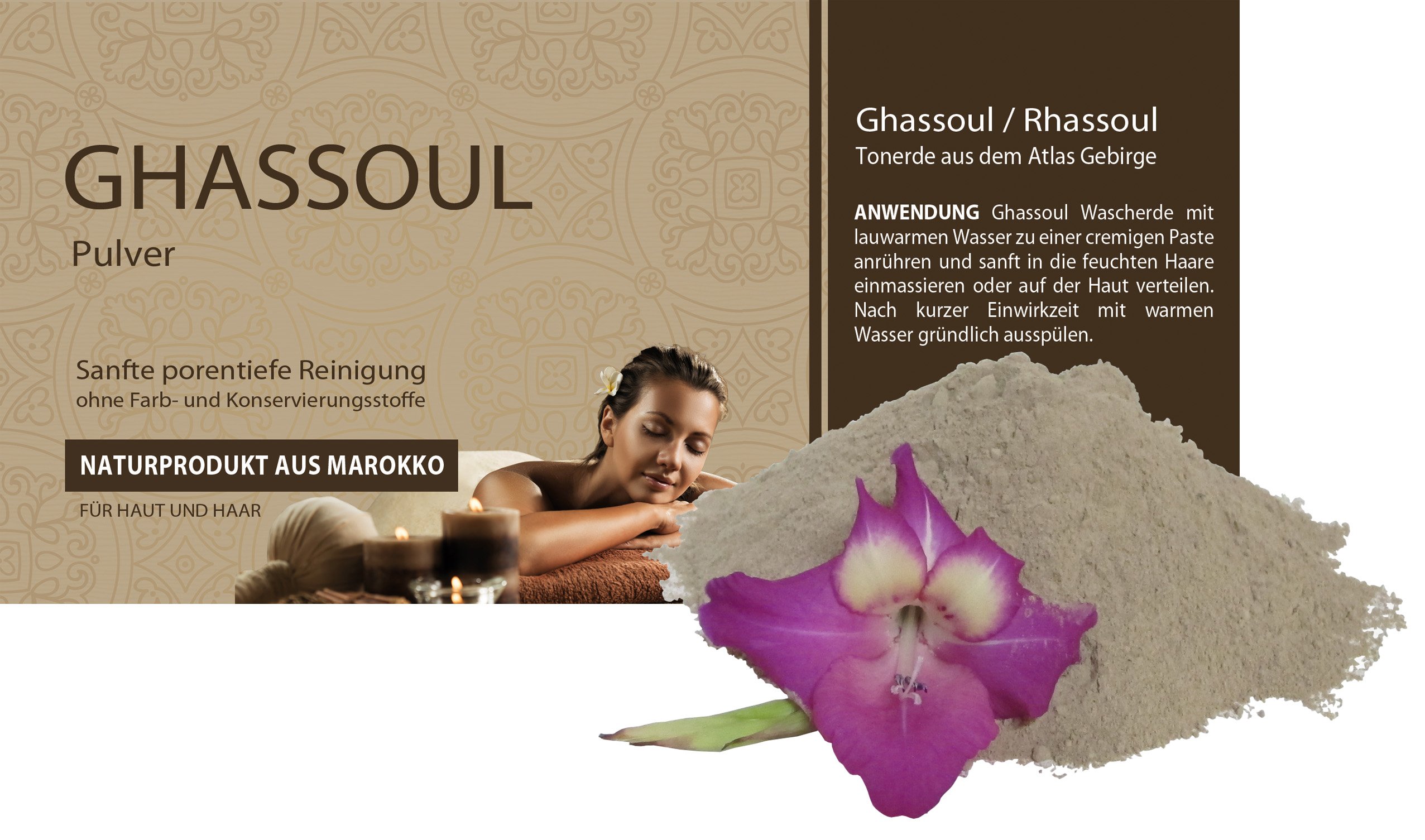 Saharashop 25 kg Ghassoul/Rhassoule Wascherde Pulver, Lavaerde für Haar- & Körperpflege, Marokkanische Premium Tonerde, Natürlich & Vegan, Bio vegane Peeling, Heilerde, Sauna