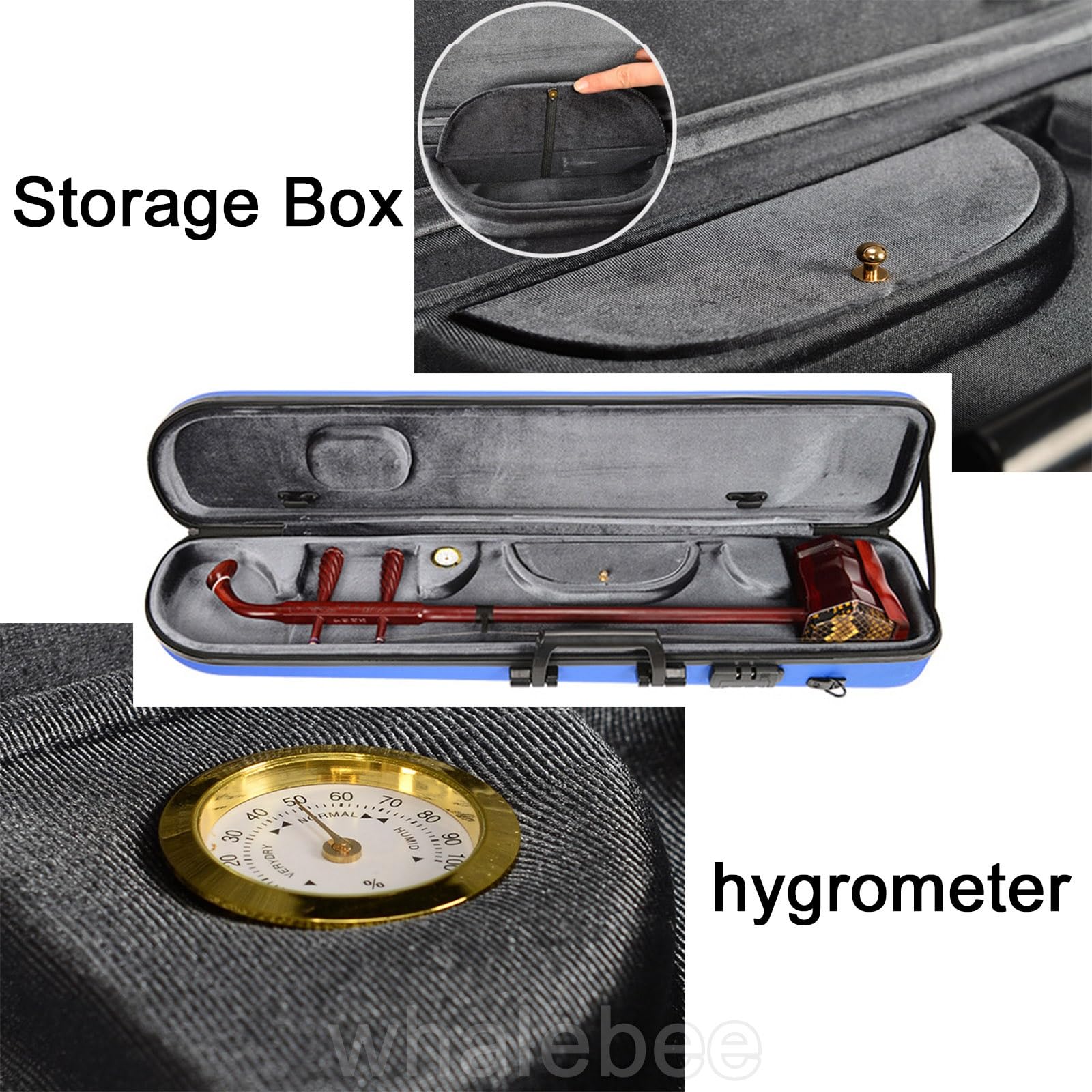 Erhu Box Wasserdicht, Fallendest, Tragbarer Erhu-Koffer Harzmaterial Mit Innenauskleidung Erhu Hard Case, 93×19×13cm Handtasche Für Erhu Mit Schultergurt, Zahlenschloss, Hygrometer