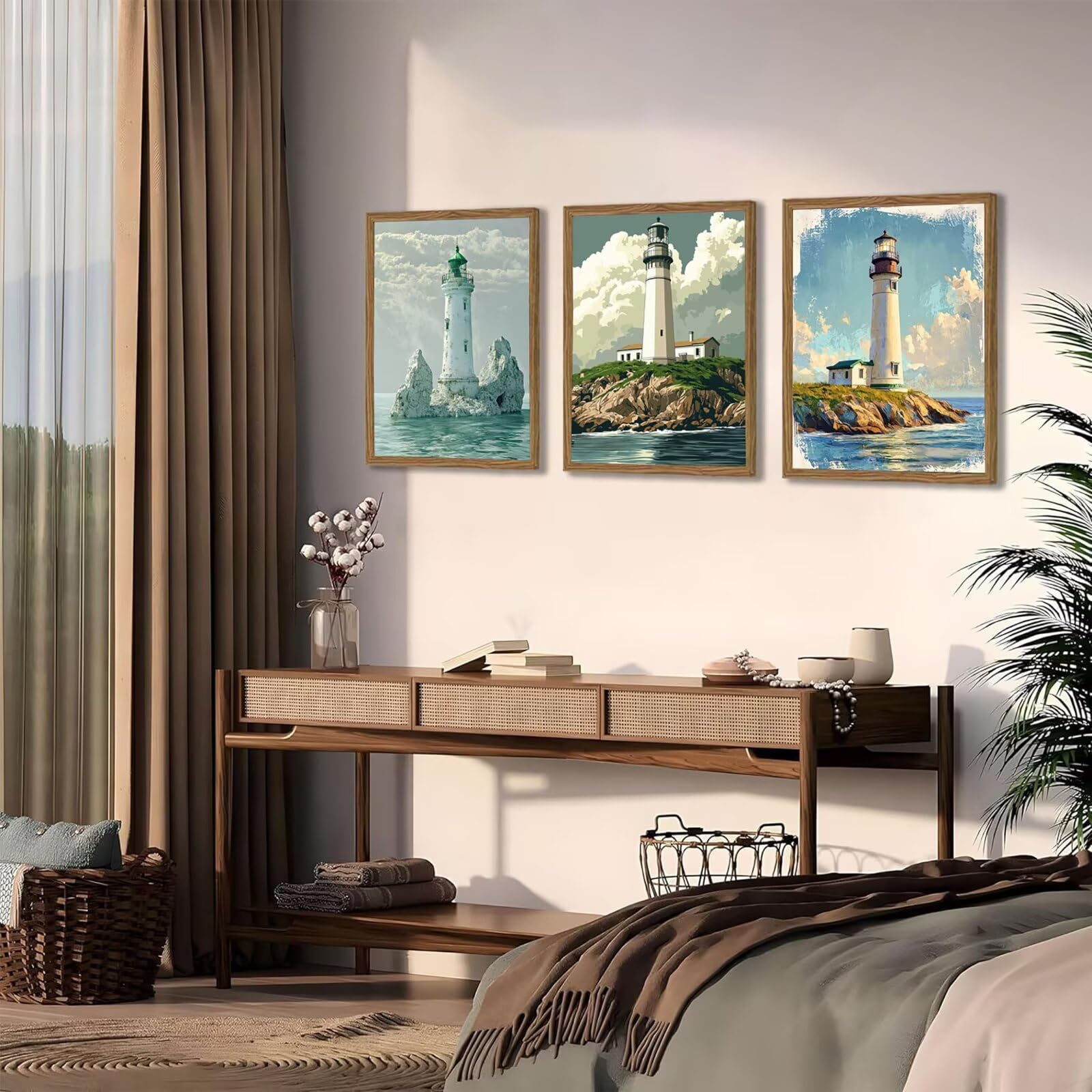 Generico Cnyaunfi 3 Pezzi Oceano Pittura Diamante Fai-Da-Te, 5D Bianco Diamond Painting Kit Completo per Hobby Creativi Adulti, Per La Decorazione Della Parete Di Casa 50x70cm YF-3326