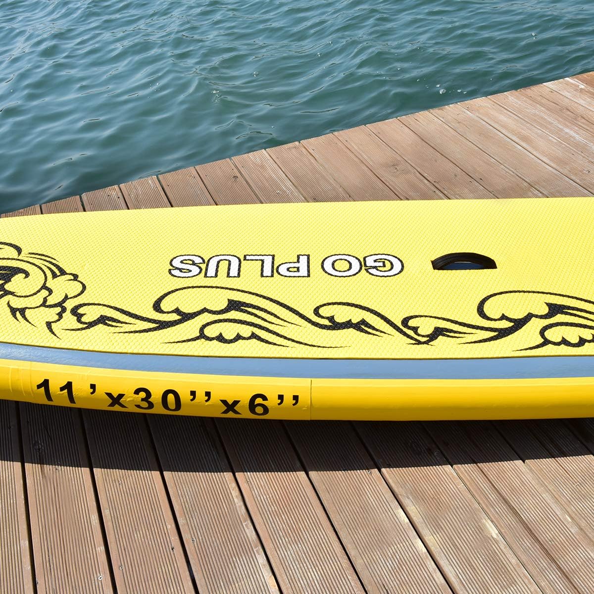 GYMAX Paddle Board, 6" Thick Inflatable Stand Up Surfboard SUP Board for All Levels, Adjustable Paddle, Pump, Fins, Repair Kit, Carry Backpack