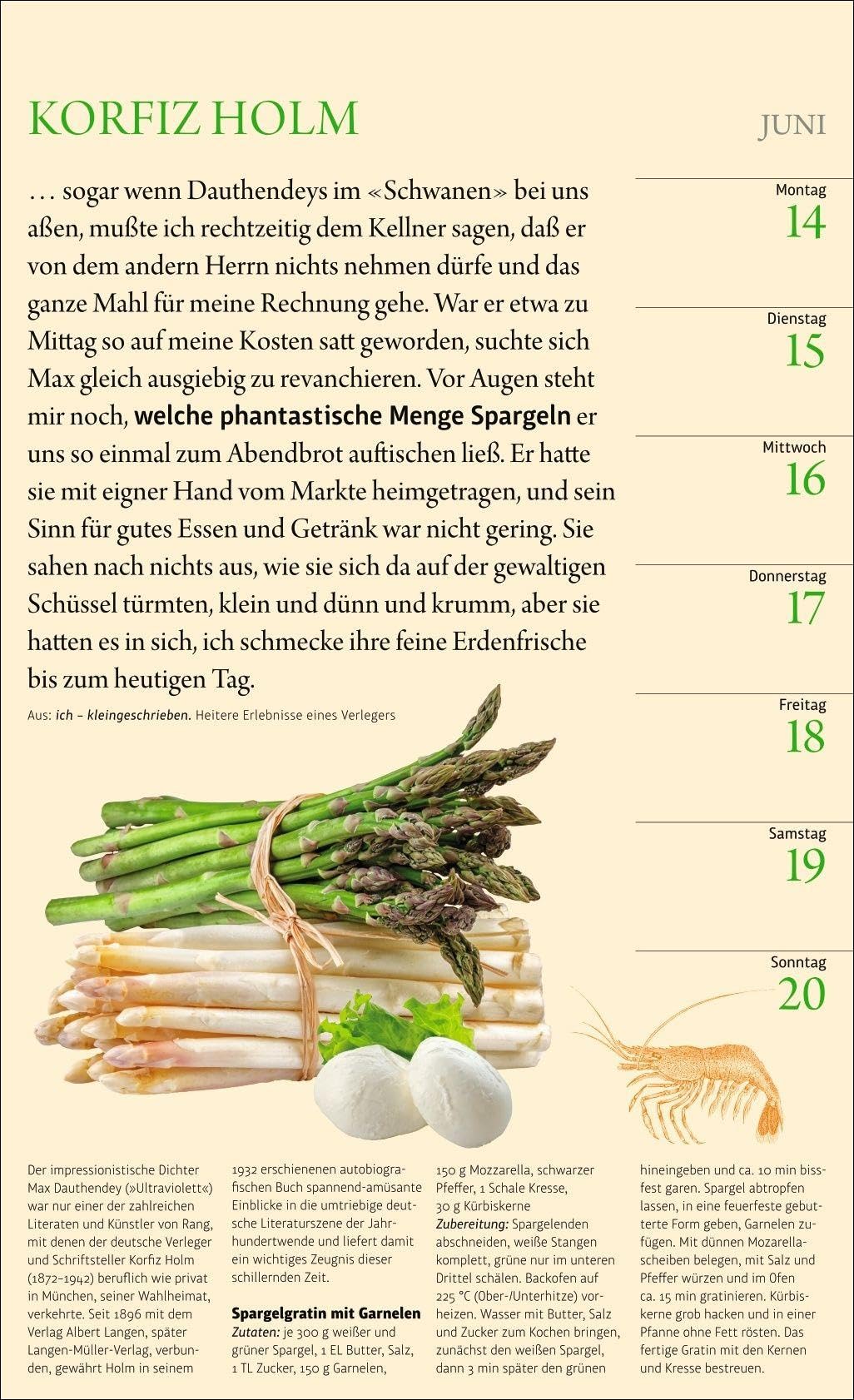 Sybil Gräfin Schönfeldts Literarischer Küchenkalender Wochenkalender 2027: Jede Woche neue Rezepte und Zitate in einem dekorativen Edition Momente ... jeder Küche - für Koch-Fans und Bücherfreunde