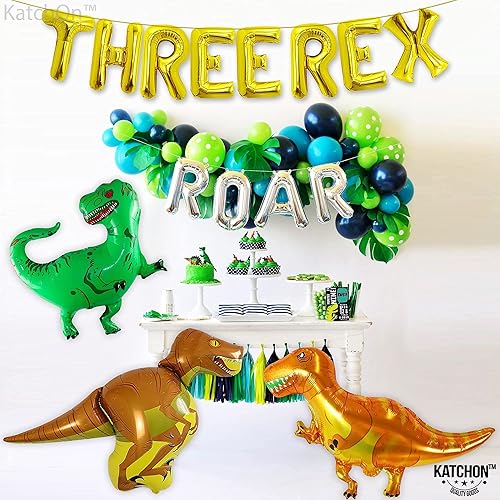 Miniatura 9 de KatchOn Globos gigantes de dinosaurio para fiesta de cumpleaños, 48 pulgadas, paquete de 4, tres decoraciones de fiesta Rex, decoraciones de