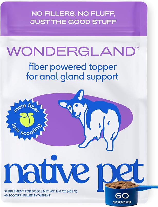 Suplemento de fibras para cães Native Pet WonderGland com abóbora, capim Miscanthus e probióticos — 60 porções