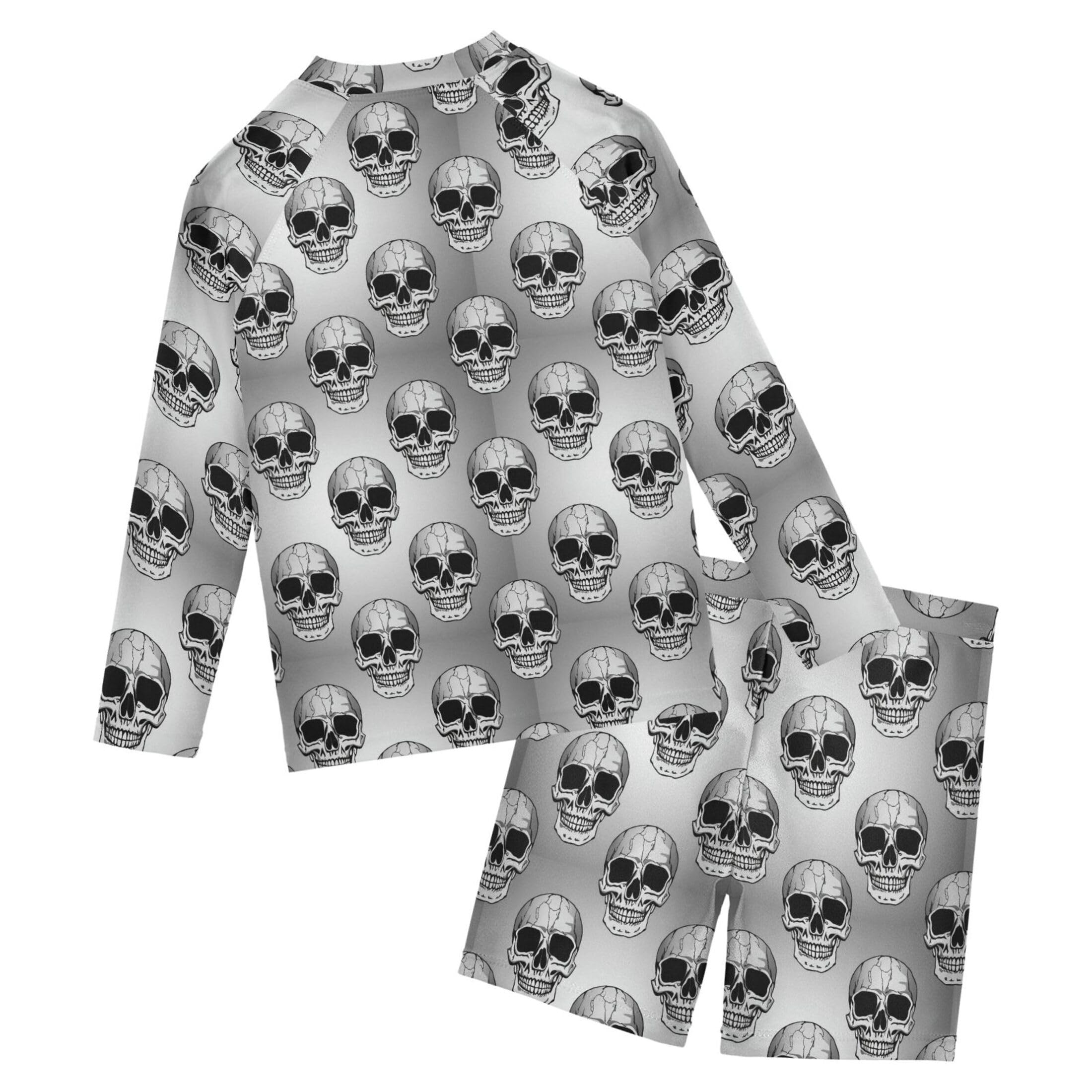 Skull Toddlers and Baby Boys' Swimsuit Trunk and Rashguard Set B0404403