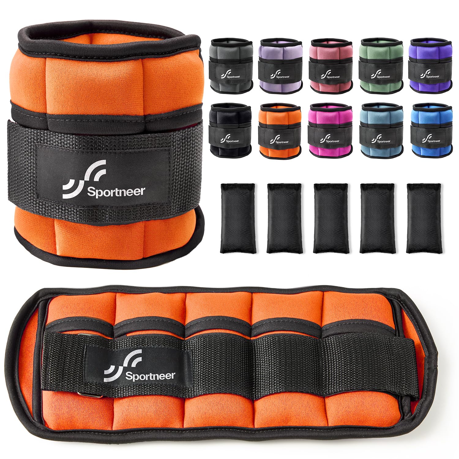 Sportneer Pesi regolabili alla caviglia: 1 paio di pesi da polso da 0,9/1,8/2,7/3,6/4,5 kg, pesi per gambe per donne, uomini, palestra, fitness, allenamento, camminata, jogging, 2,2 kg per caviglia