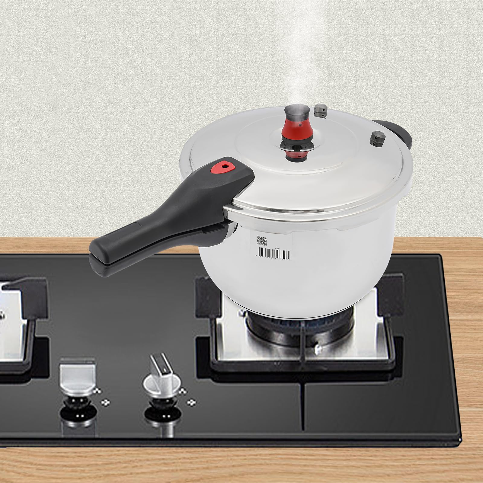 3.69 Qt Stainless Steel Pressure Cooker - 80KPA, 6 Safety Systems, For Gas & Induction Stoves (Soups, Stews, Meat)