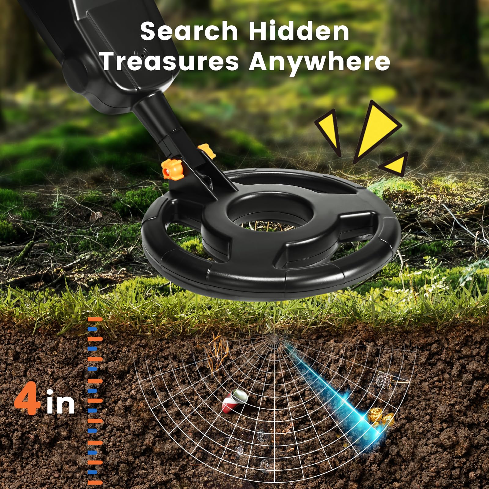 Détecteur de Métaux Enfants, Détecteur de Haute Précision Métaux avec Écran LCD, Detecteur de Metaux Très Sensible avec Bobine de Recherche étanche pour Enfants Exploration