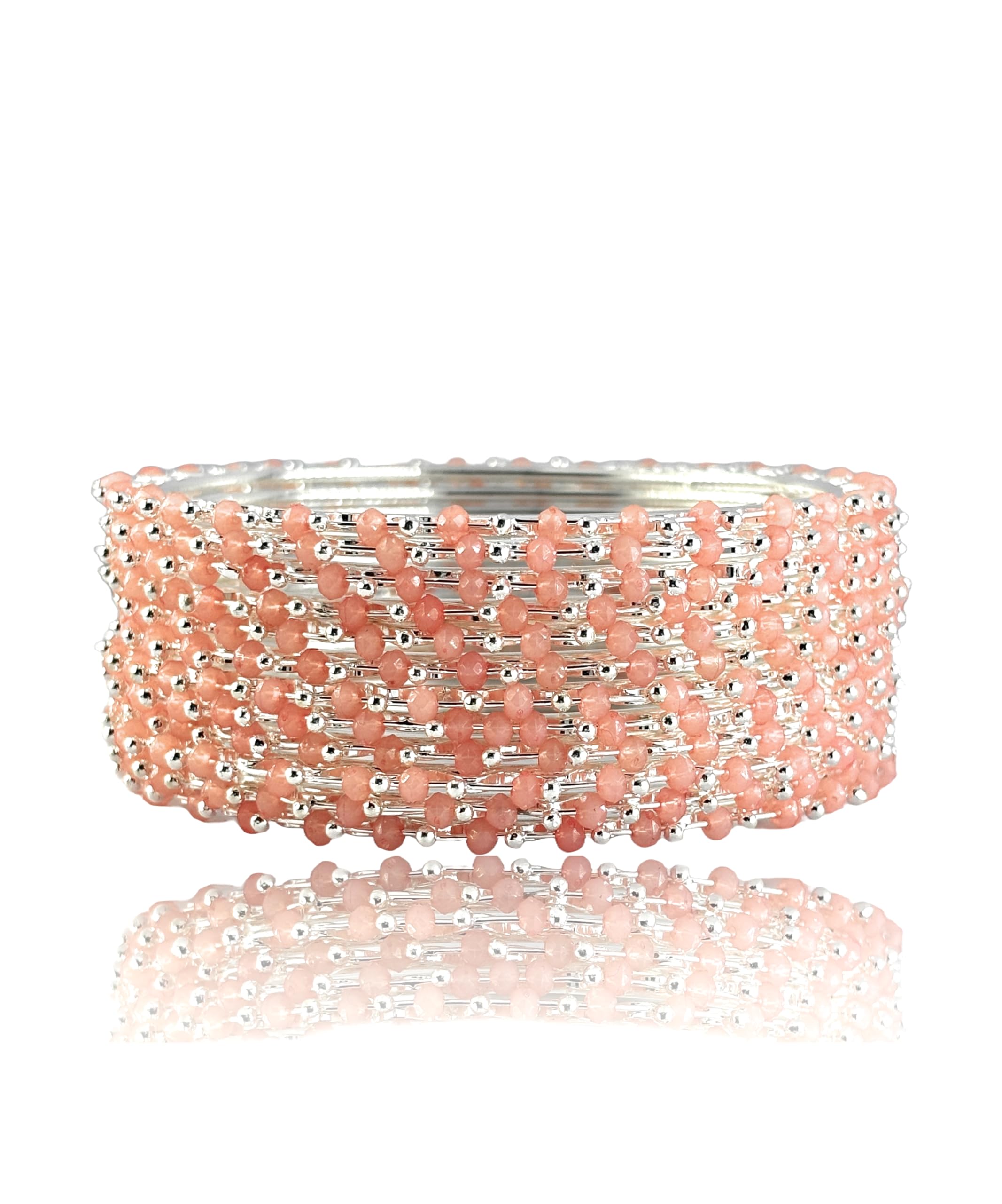 Paradise Jewels Peach color slim silver plated Bangles for woman and girls (set of 12) (2.8) (B0CYT8WG57) Amazon Price History, Amazon Price Tracker