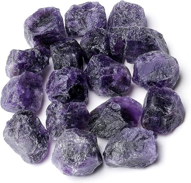 XIANNVXI Amethyst Crystal Stone Natural Raw Amethyst Crystal Rocks Rough Stones 1" Bulk Reiki Healing Gemstones Tumbling Cabbing Fountain Rocks 0.45lb