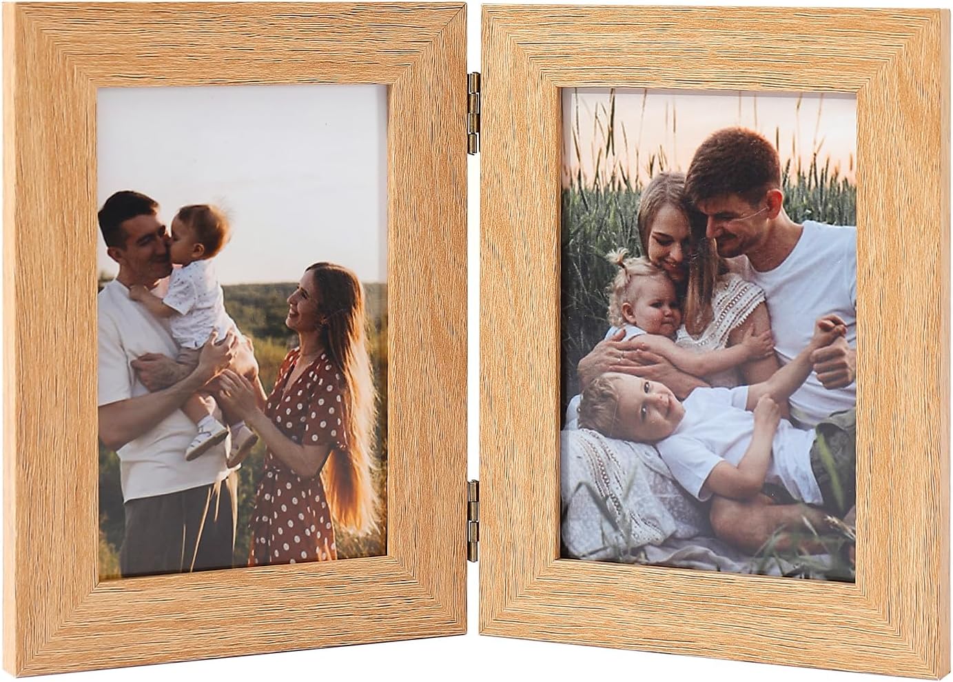 4x6 Three Picture Frames Hinged Folding Photo Frames Vertical Stand Frames(DARK BROWN)