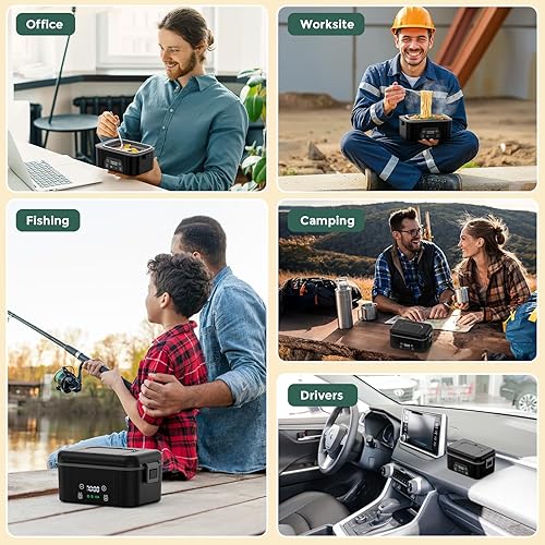 Miniatura 8 de Fiambrera eléctrica inalámbrica para adultos, lonchera calentada a pilas con calefacción automática, contenedor de 44 onzas  1.3 L con bolsa aislada