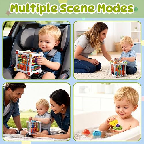Vista 19 de Juguetes Montessori para niños pequeños, cubo de actividades 7 en 1, juguete clasificador de formas Juguetes de aprendizaje para el desarrollo