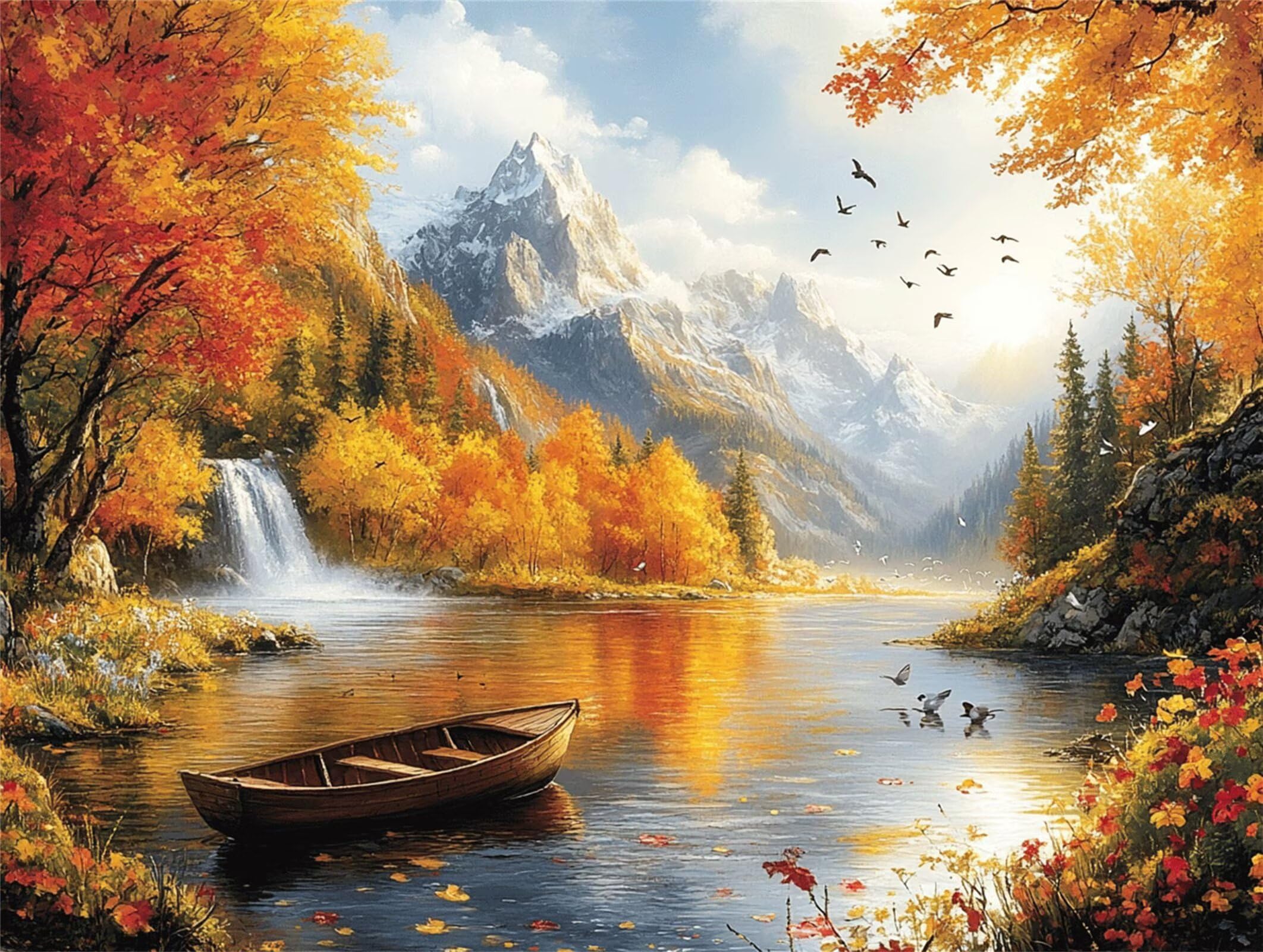 5000 sztuk puzzli dla dorosłych gry rodzinne, Snow Mountain Boat n-813
