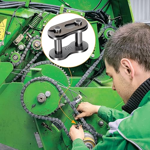 Miniatura 6 de OIIKI Paquete de 6 eslabones de conexión de cadena de rodillos #50, eslabones de conector maestro para máquina agrícola, motocicletas, mini bicicleta