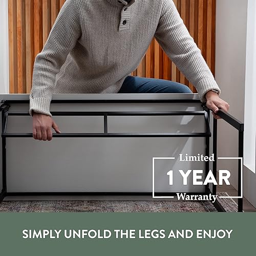 Miniatura 6 de Edenbrook Escritorio plegable Metal Perfect para computadora, juegos, oficina, artículos esenciales de habitación pequeña, color marrón, 20 x 39.5 x