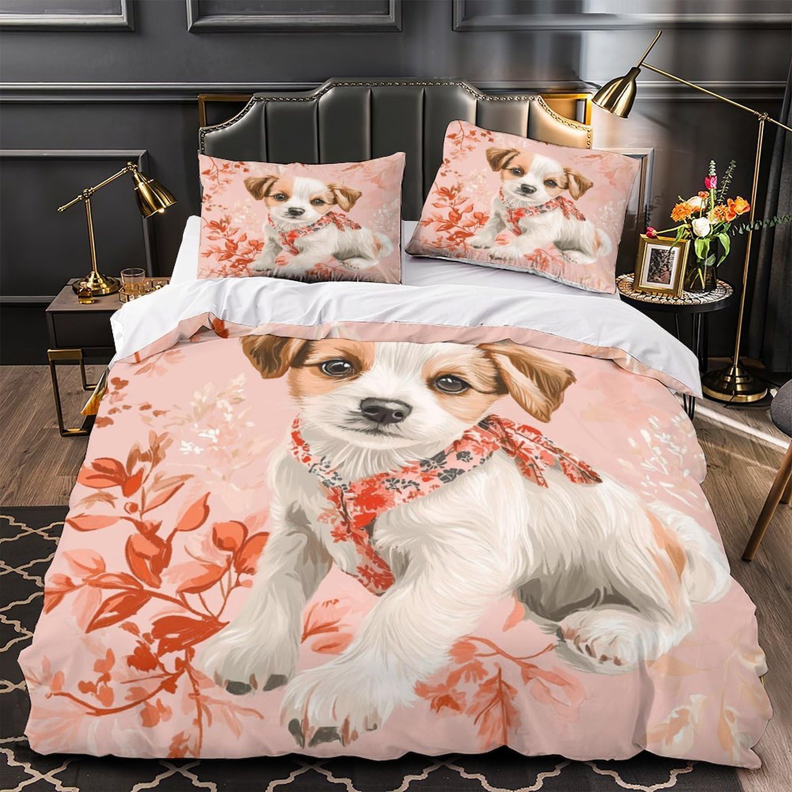 Parure housse de couette chiot 3D cadeau idéal pour lit double enfants