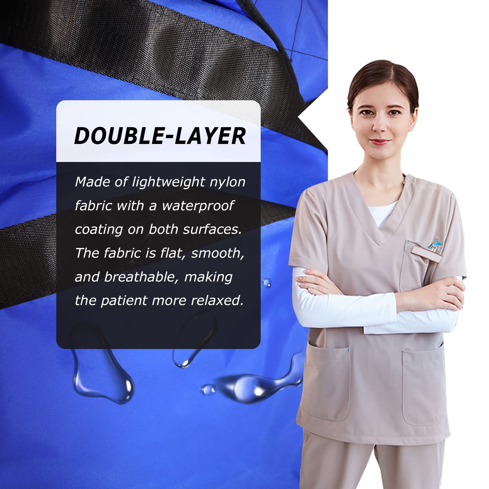 LOSCHEN Tappetino multiuso, impermeabile, riutilizzabile, per sollevare, ruotare, spostare e trasferire gli anziani, tessuto di nylon double face (blu, 100 x 147 cm)