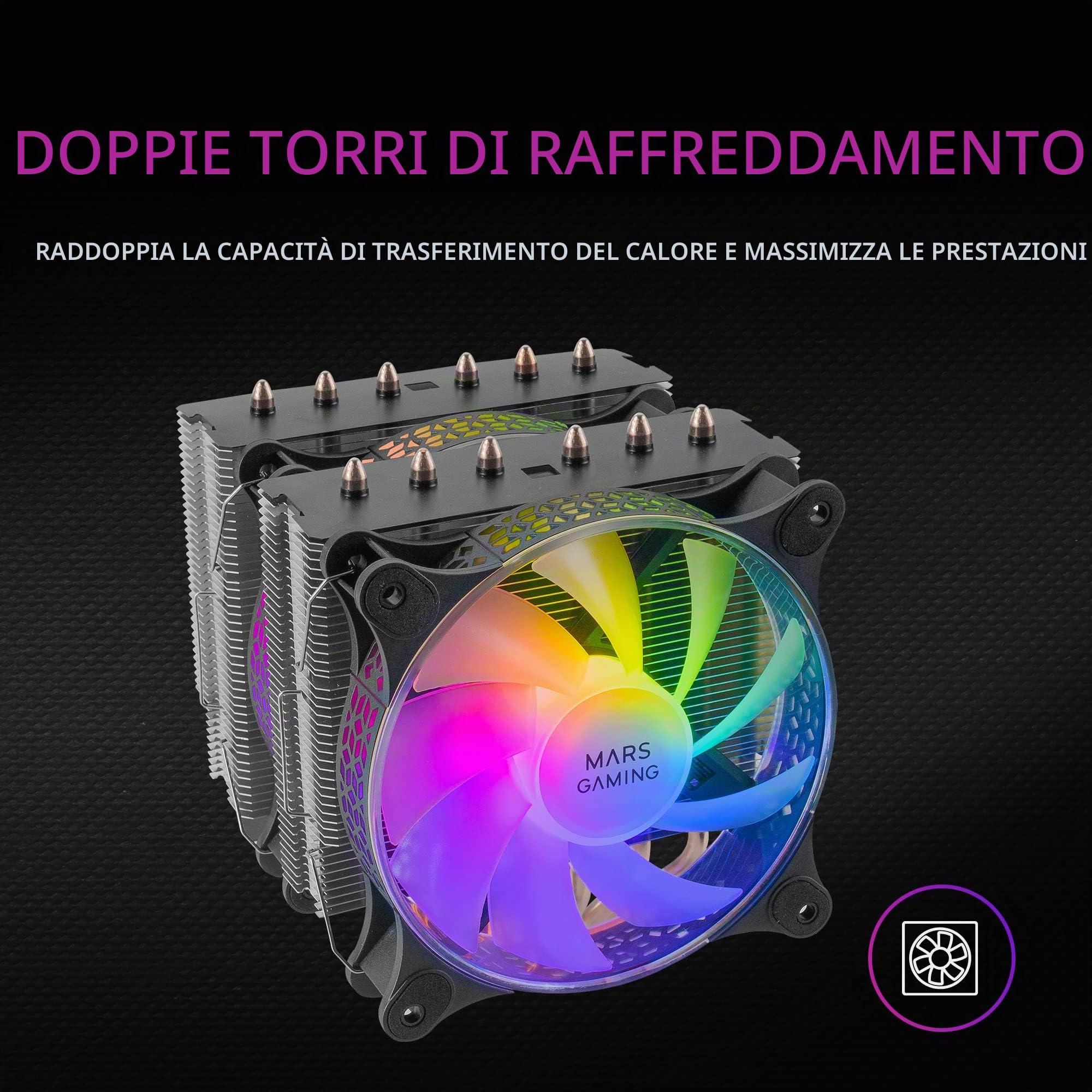 Mars Gaming ML-ONE120 Nero, Raffreddamento a Liquido CPU, TDP 200W, Infinity Mirror, Ventola FRGB Silenziosa, Universale Multisocket