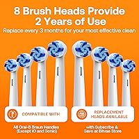 Vista 3 de Bitvae R1 Cepillo de dientes eléctrico giratorio con 8 cabezales de cepillo para adultos y niños, batería de 60 días, 5 modos de cepillo de dientes