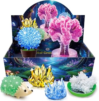 UNGLINGA Crystal Growing Kit for Kids, Grow 6 Vibrant Crystals Making Kit