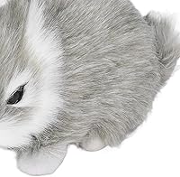 Vista 7 de Figura de conejo de peluche en miniatura, figura suave de conejo de felpa de plástico para decoración de mesa, regalos (gris)
