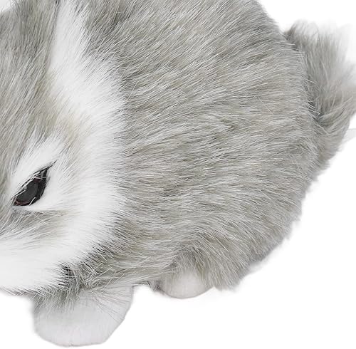 Miniatura 7 de Figura de conejo de peluche en miniatura, figura suave de conejo de felpa de plástico para decoración de mesa, regalos (gris)