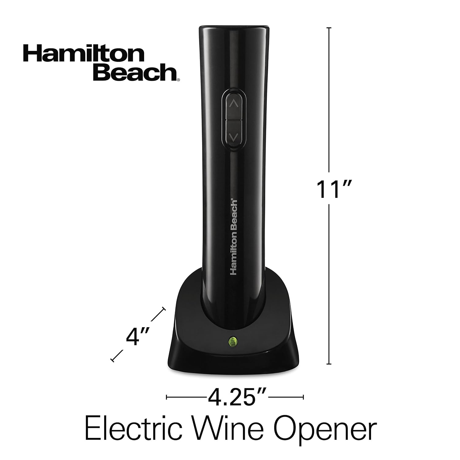 Hamilton Beach 76610 Cordless Electric Wine Bottle Opener with Battery Charger, Foil Cutter and Comfortable Grip, Portable, Black, view 8