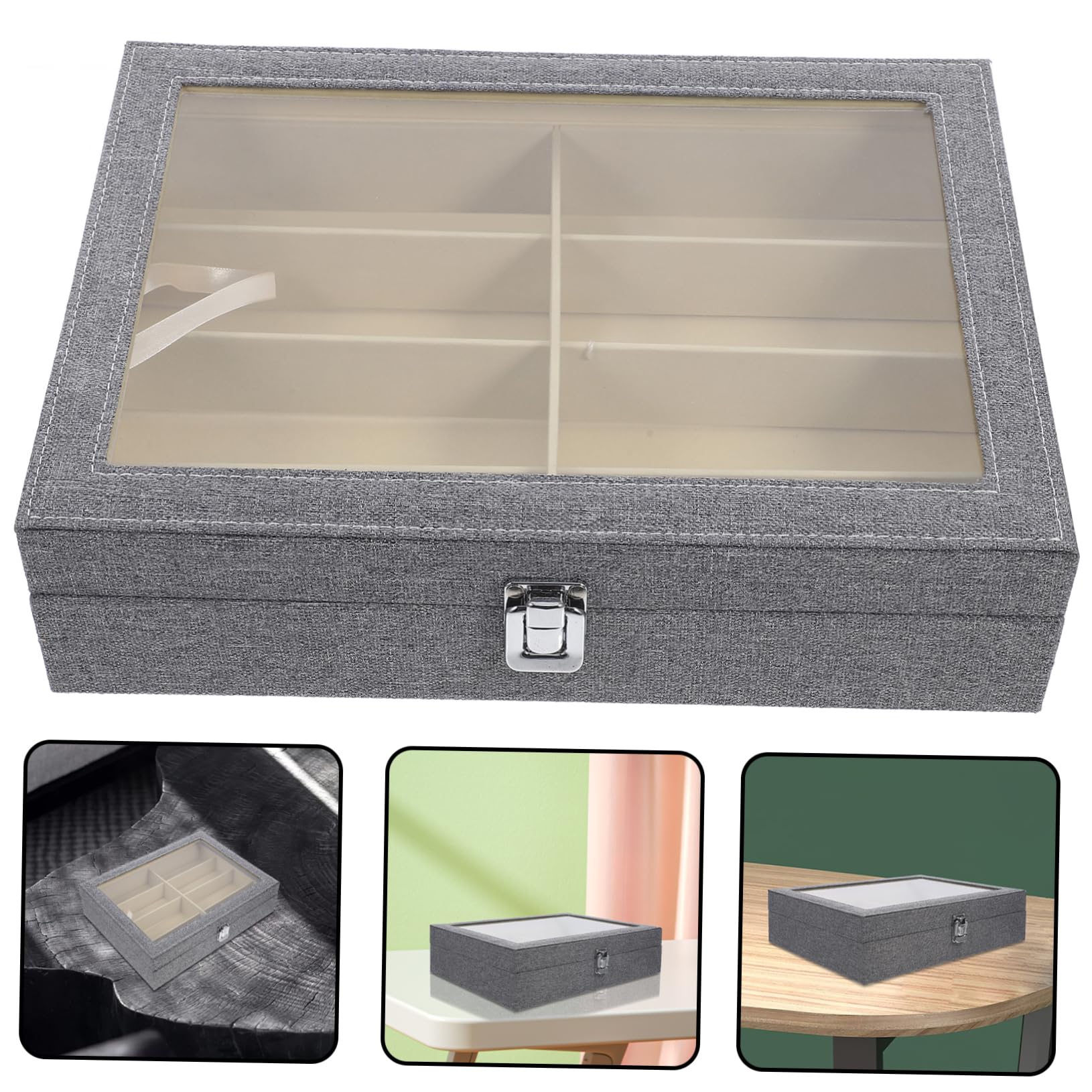 PRETYZOOM Organizzatore per Occhiali a 8 Scomparti in Lino, Box