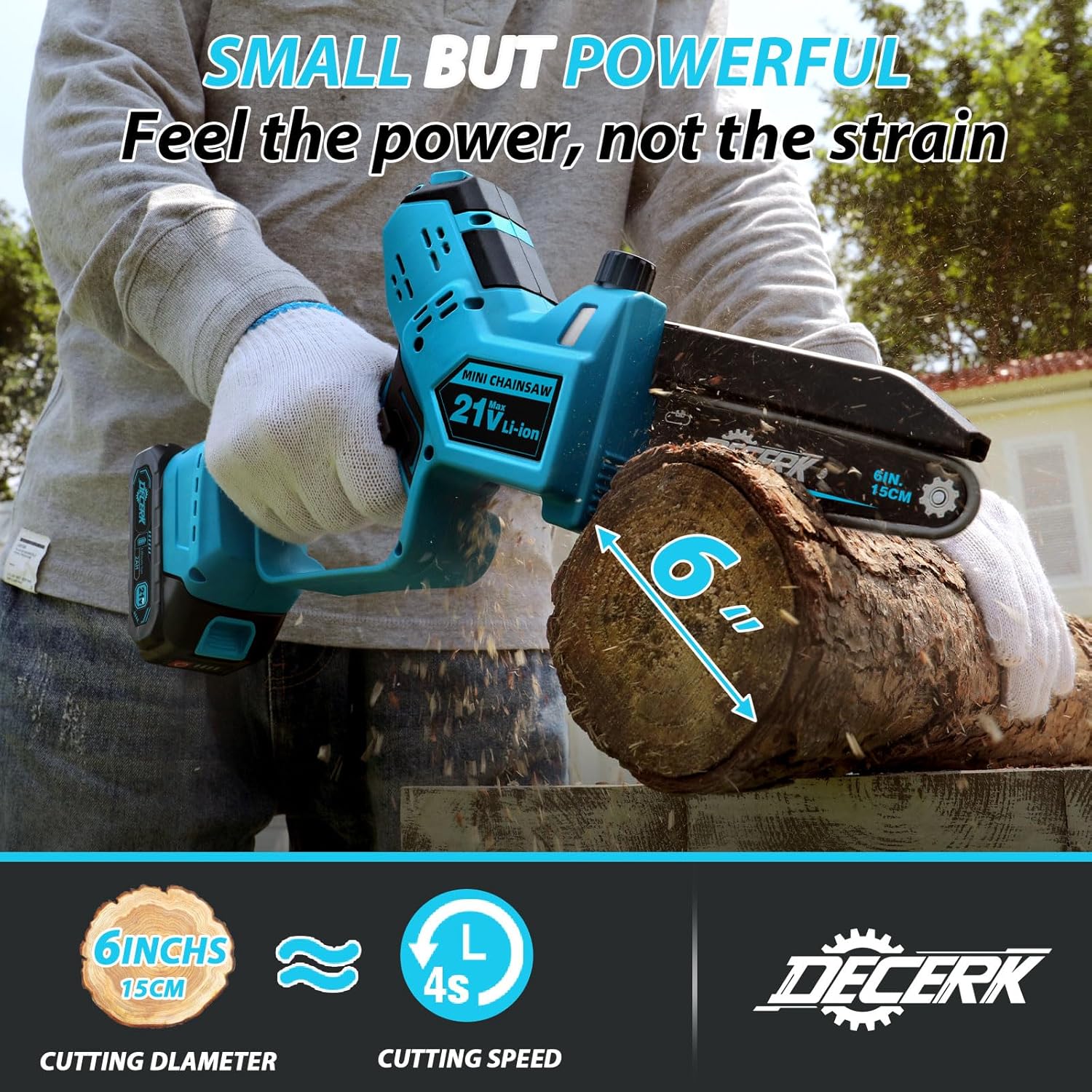 Mini Chainsaw Cordless, Left Handheld Chainsaw Compatible with Makita Battery Powered, Brushless 6 Inch Electric Chain Saw for Tree, Branch, Wood
