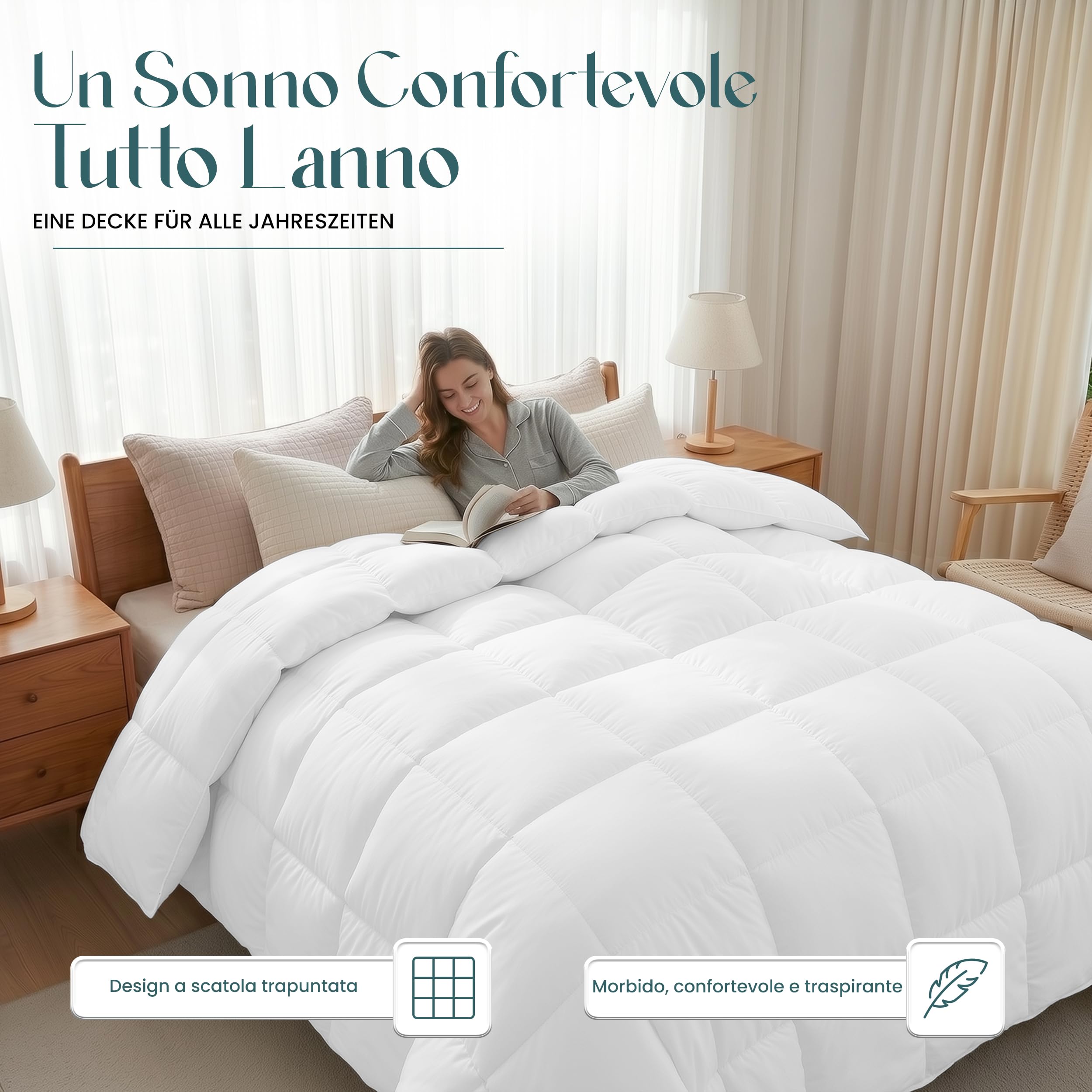 Utopia Bedding Piumone 220x240 cm, Piumino matrimoniale, Trapunta 100% Microfibra, Piumino Caldo (Bianco)