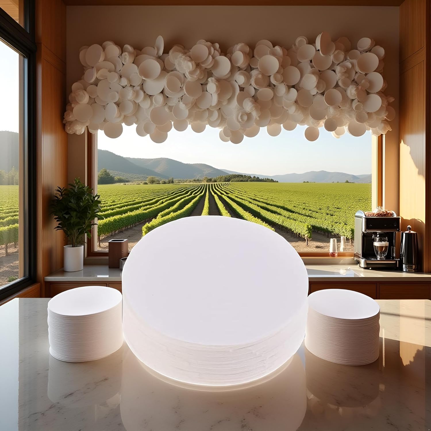 100Pcs White Moka Coffee Filter Paper 56mm 60mm 68mm for Espresso Coffee Maker Disposable Filter（60mm）