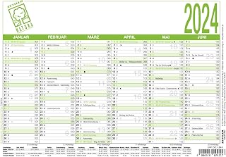 Recycling 2024 Work Day Calendar – A5 (21 x 14.8 cm) – 6 Months on 1 Page – Blue Angel – Blackboard Calendar – Poster Calendar – Year Planner – 904-0700