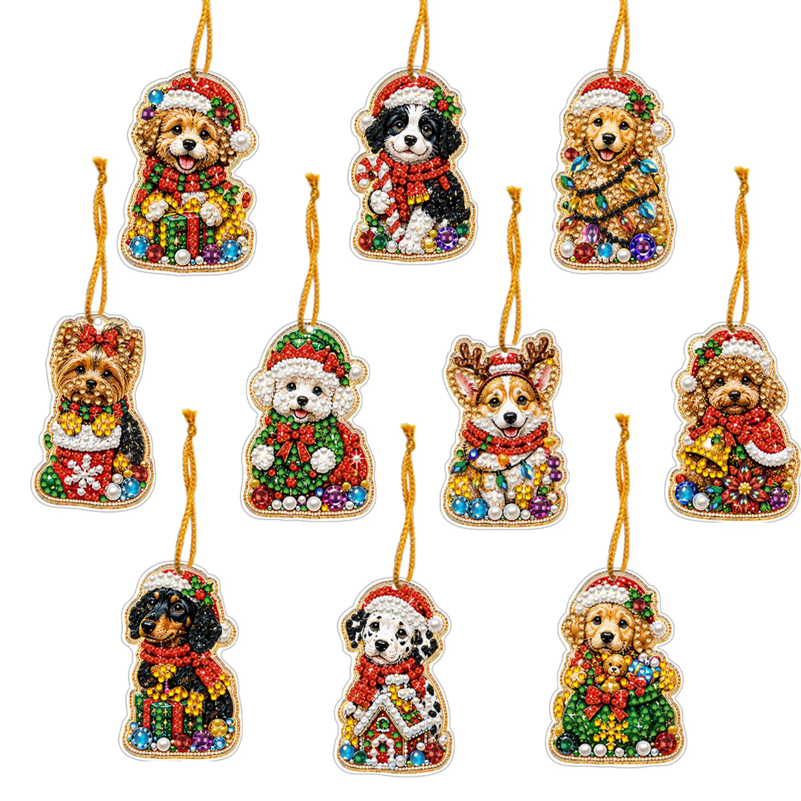 10Pcs Pearl Art Christmas Ornaments DIY Pearl Diamond Art Kits for Adults โ image 1