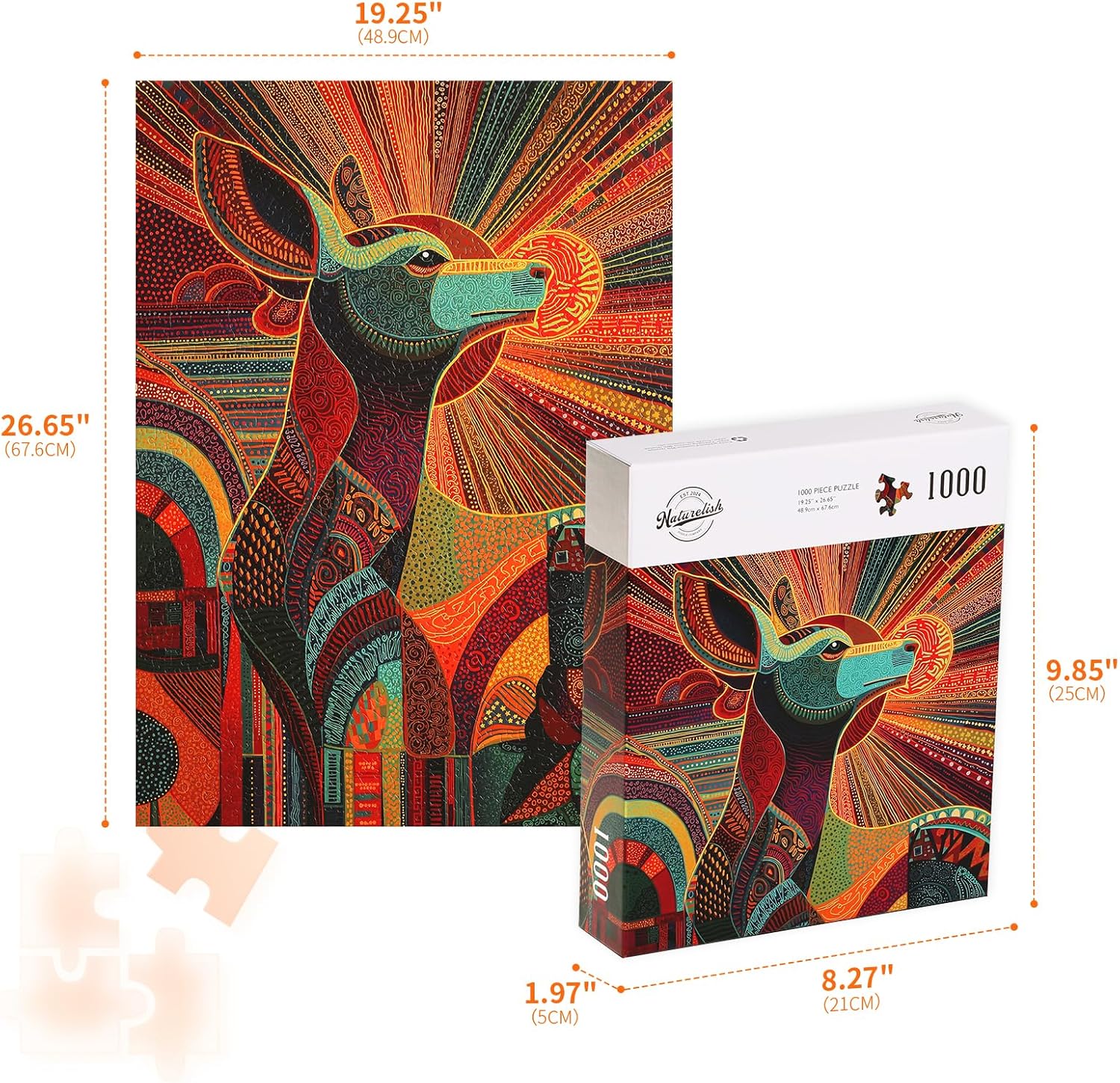 Jigsaw Puzzles for Adults 1000 Pieces, Animal Deer Difficult Challenging Unique Puzzle for Game Night Family Home Decor, 20x27 Inches, 20x27 Inches, Colorful Deer