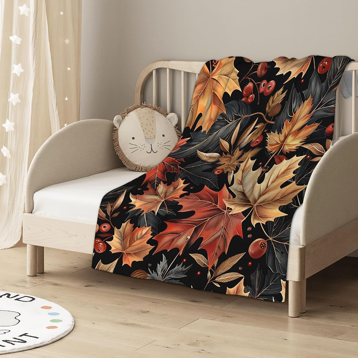 Throw Blanket, Thanksgiving Throw Blankets for Adult Kids Boys Girls, Rustic Autumn Leaves and Fruits Decor Gifts for Home Bed Couch 50x60 Inches