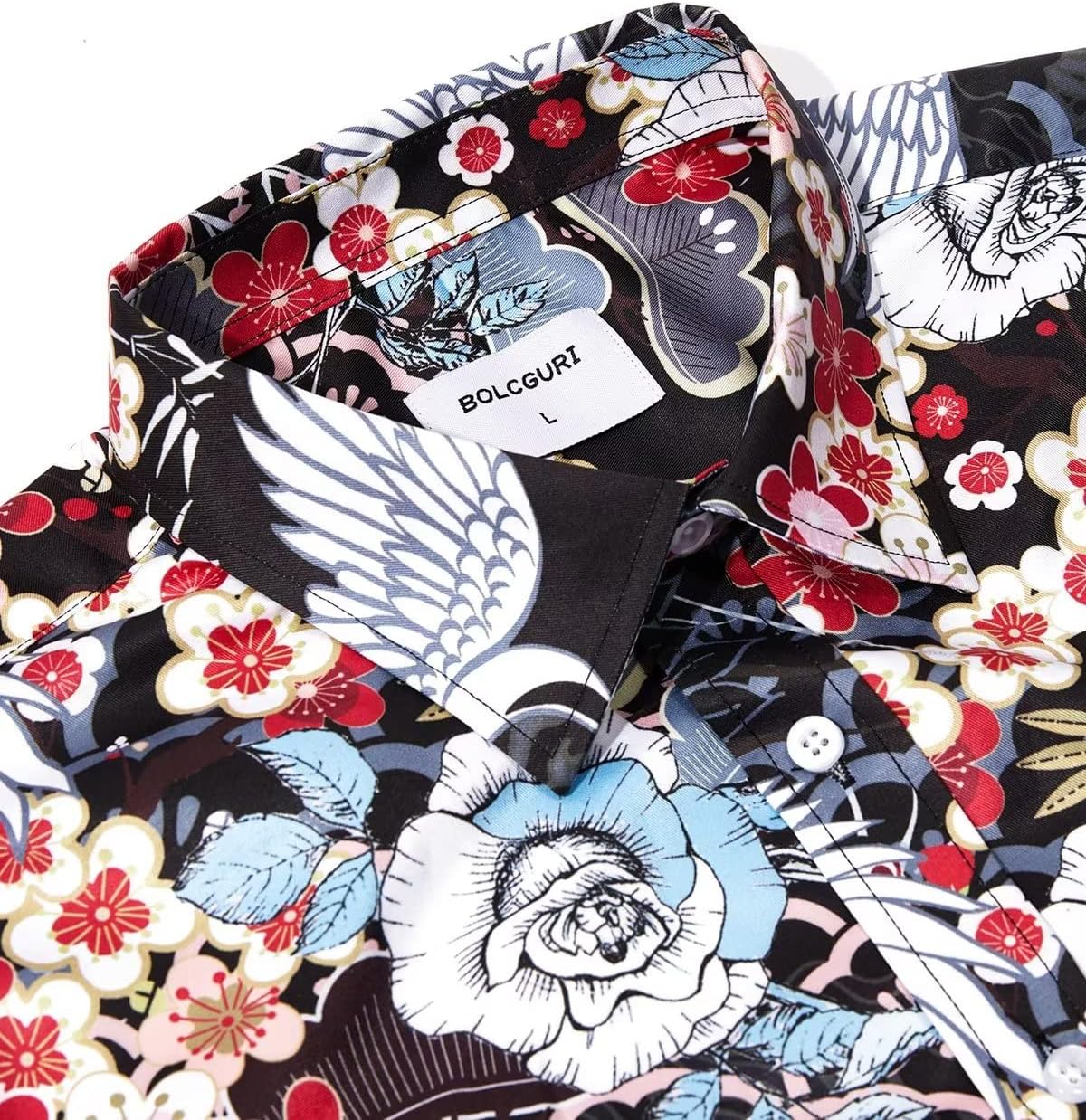 Men's Floral Dress Shirts,Luxury Design Print 3D Retro Vibrancy Casual Button Down Shirts for Beach Party Club
