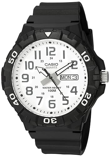 Casio MRW200H Series | Men's Analog Watch | Sporty Design | 100 Meter Water Resistance | Date Display | Rotary Bezel | Regular Time Keeping (HR, Min, SEC, PM, Date, Day) | 3 Year Battery