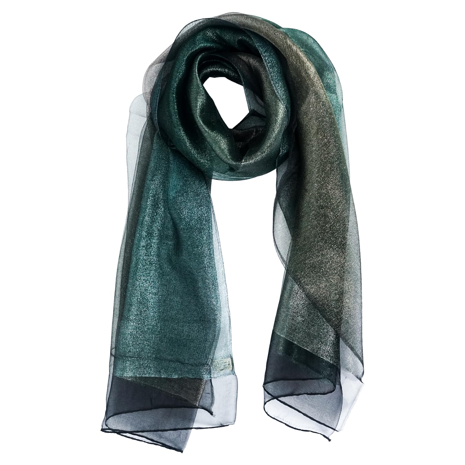 Lujuny Silk Chiffon Scarf Large Pashmina Shawls Gradient Color Fashion Scarf Women Girls Breathable Shawl Sun Screen Scarves