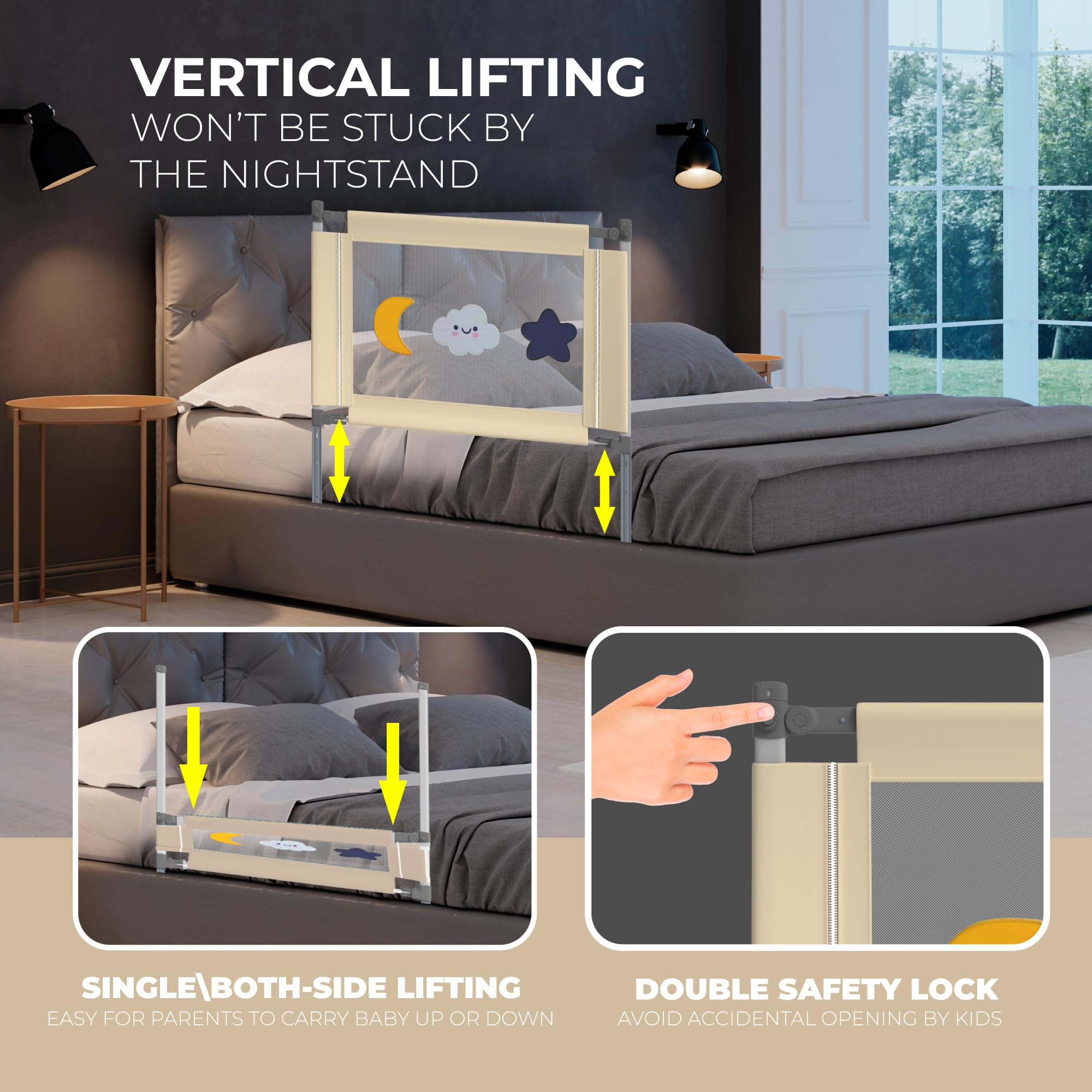 Rieles de cama para niños pequeños, barandillas de cama para cama de bebé, rieles laterales para cama tamaño King, rieles laterales para niños, rieles de seguridad para cama de niños, rieles de