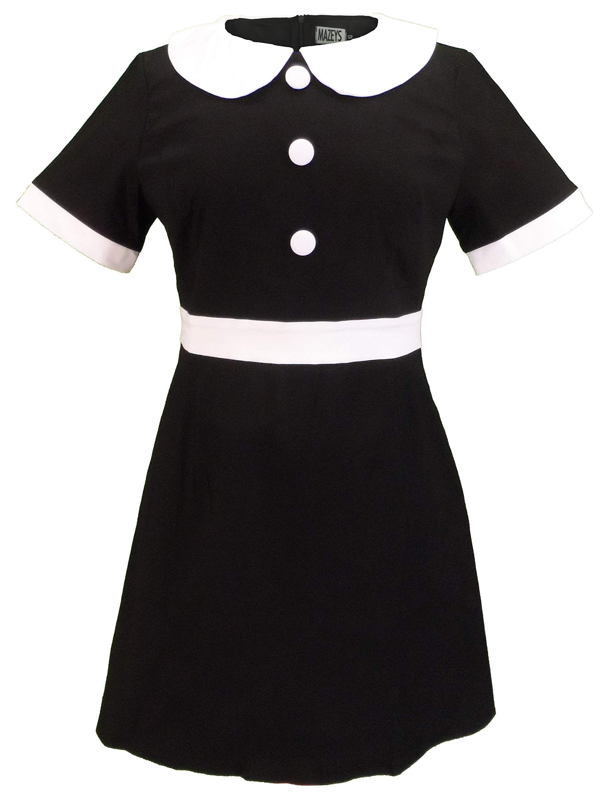 Mazeys Ladies Retro Mod 60s Dress (as8, Numeric, Numeric_20, Regular, Regular, Black)