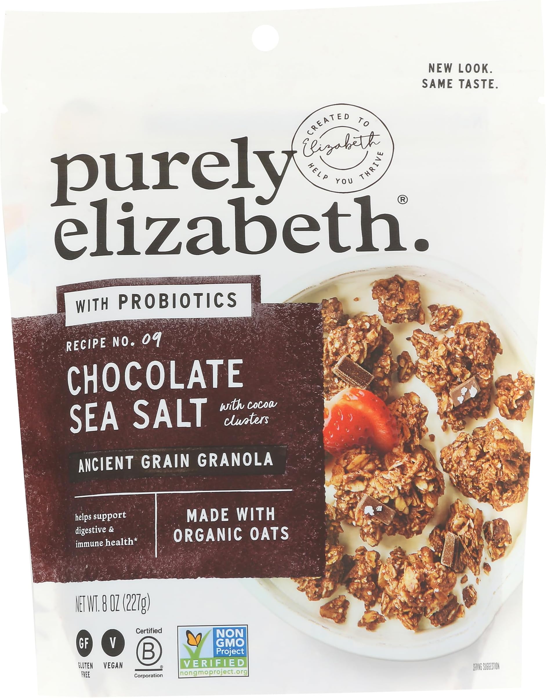 purely elizabeth Probiotic Gluten-Free Granola, Chocolate Sea Salt, 0.5 Pound