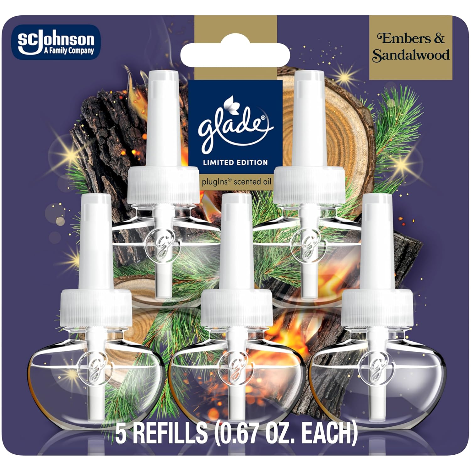 Glade PlugIns Refills Air Freshener Embers Sandalwood Scented and Essential Oils for Home and Bathroom 0 67 Fl