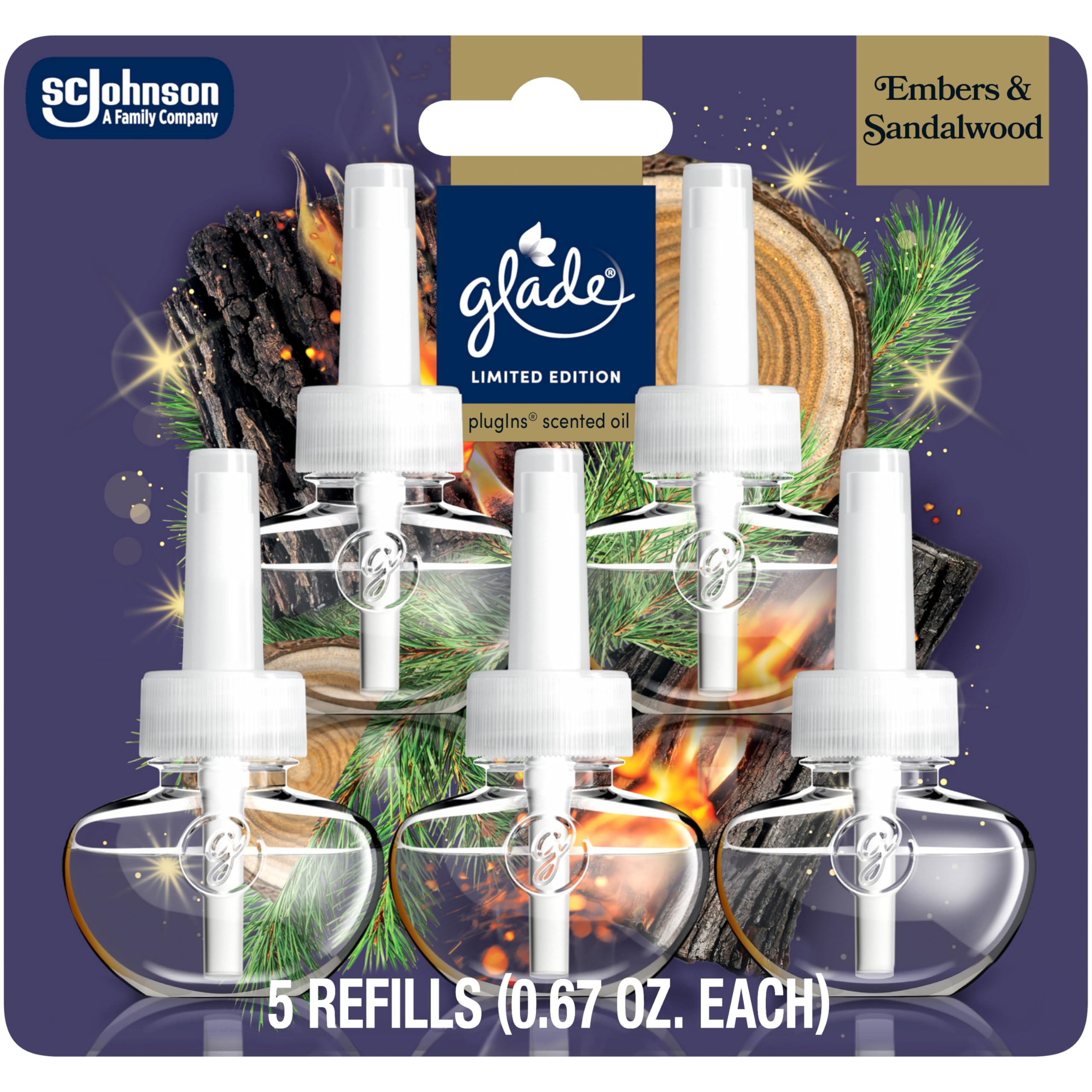 Glade PlugIns Refills Air Freshener Embers Sandalwood Scented and Essential Oils for Home and Bathroom 0 67 Fl