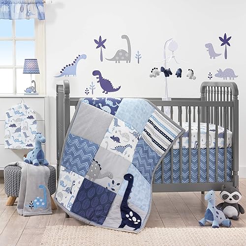 Miniatura 2 de Bedtime Originals Roar Dinosaur - Juego de ropa de cama para cuna de 3 piezas, azul/gris, 44 x 1 x 35 pulgadas
