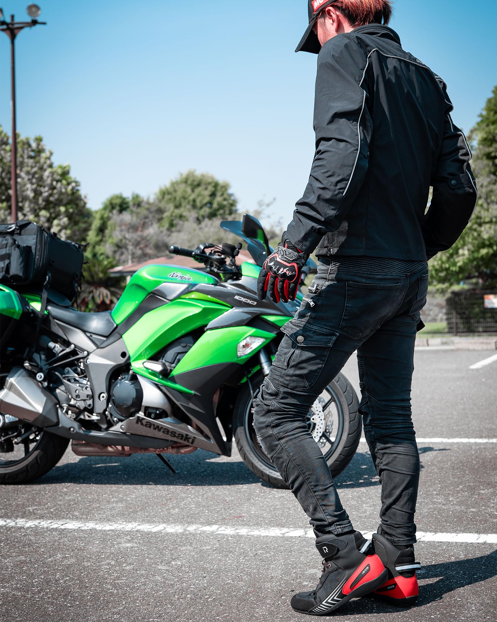 RIDEIRON Zapatos de equitación para motocicleta para hombre, botas protectoras de motocross, para deportes de potencia, informales, antideslizantes, con cremallera lateral