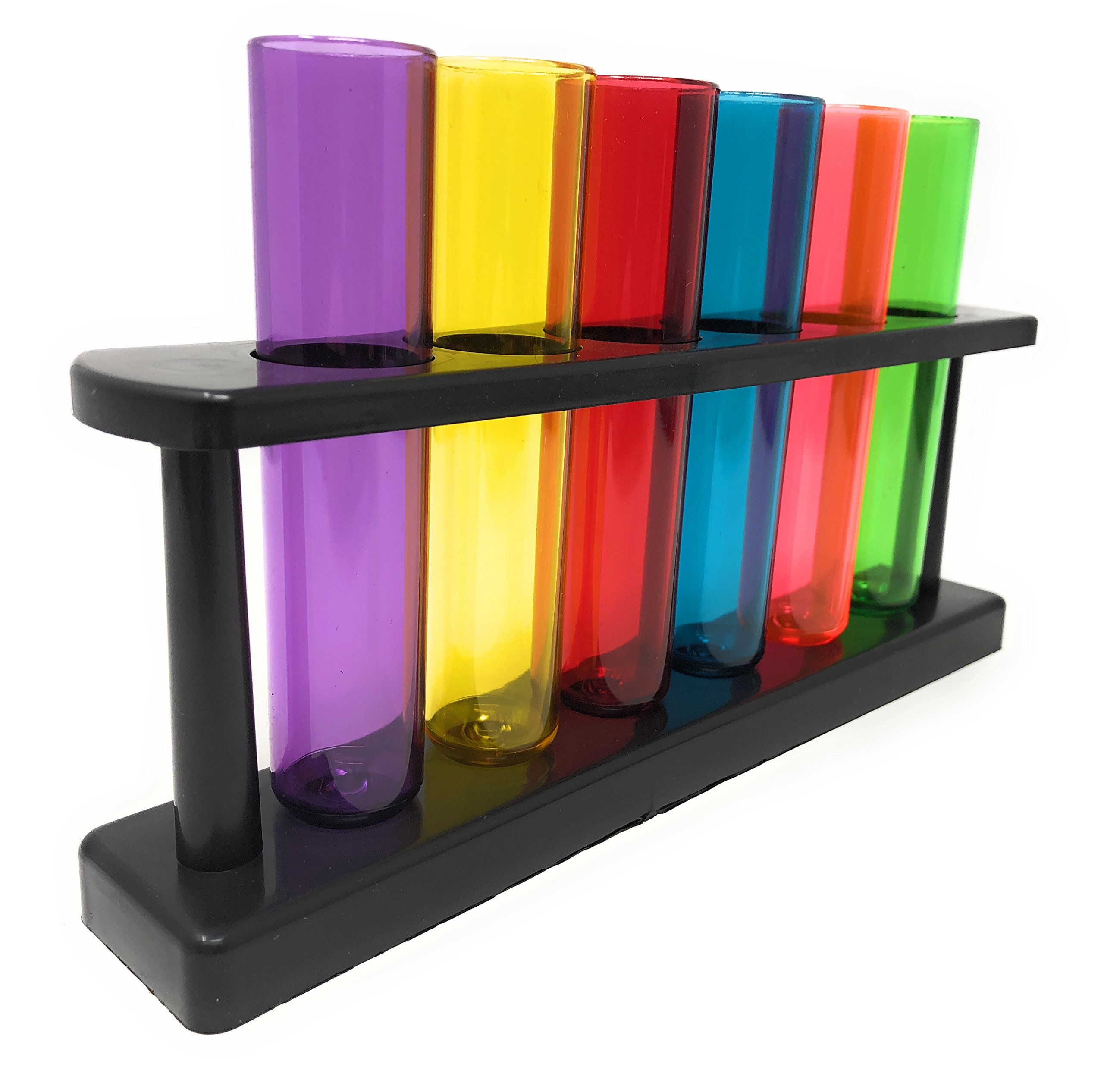 Shot Glasses Test Tube Colourful Lab Style Display Stand Novelty Fun Drink Gift