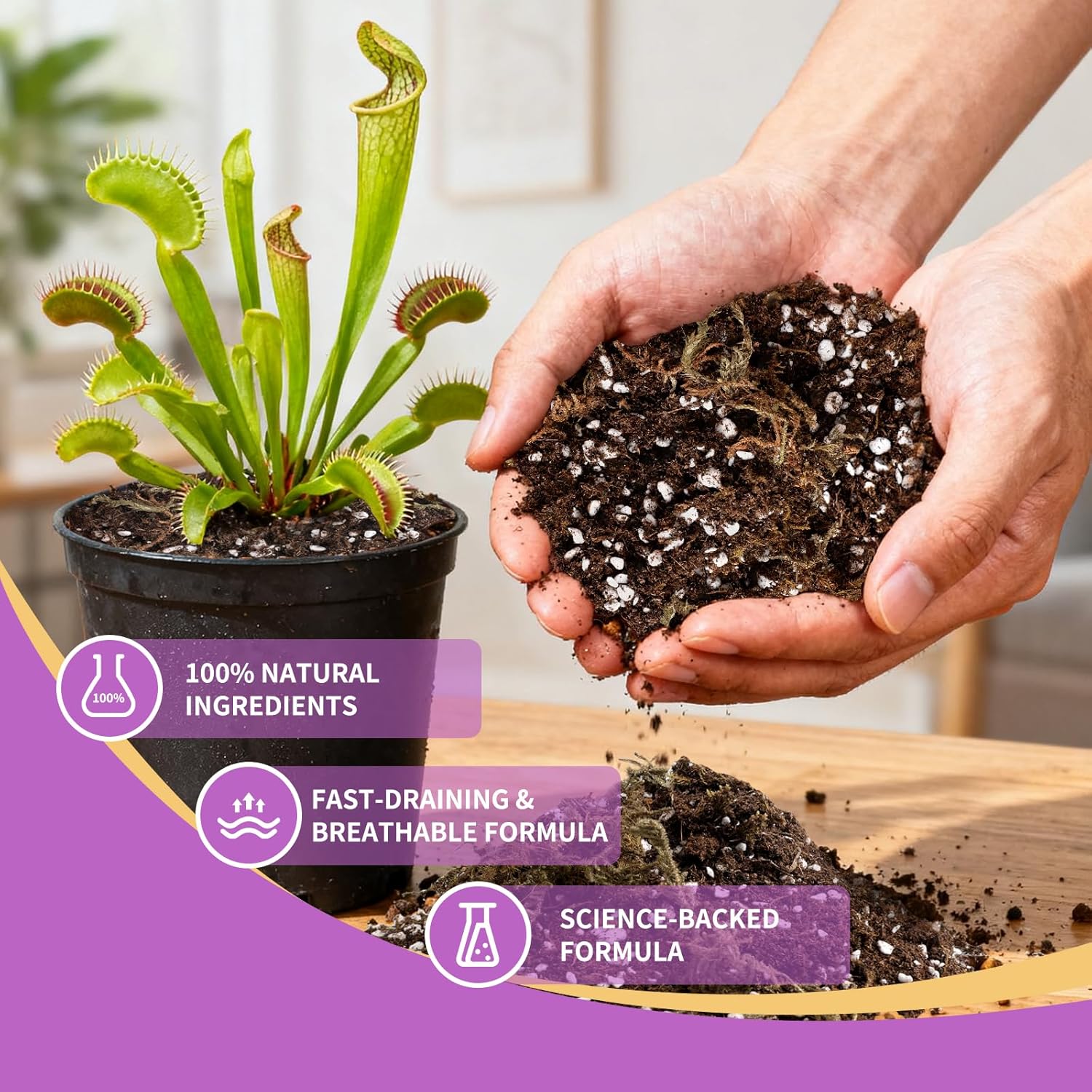 Premium Carnivorous Plant Soil for Venus Fly Trap Live Plants 10qt | New Upgraded Formula with High Drainage & Breathability