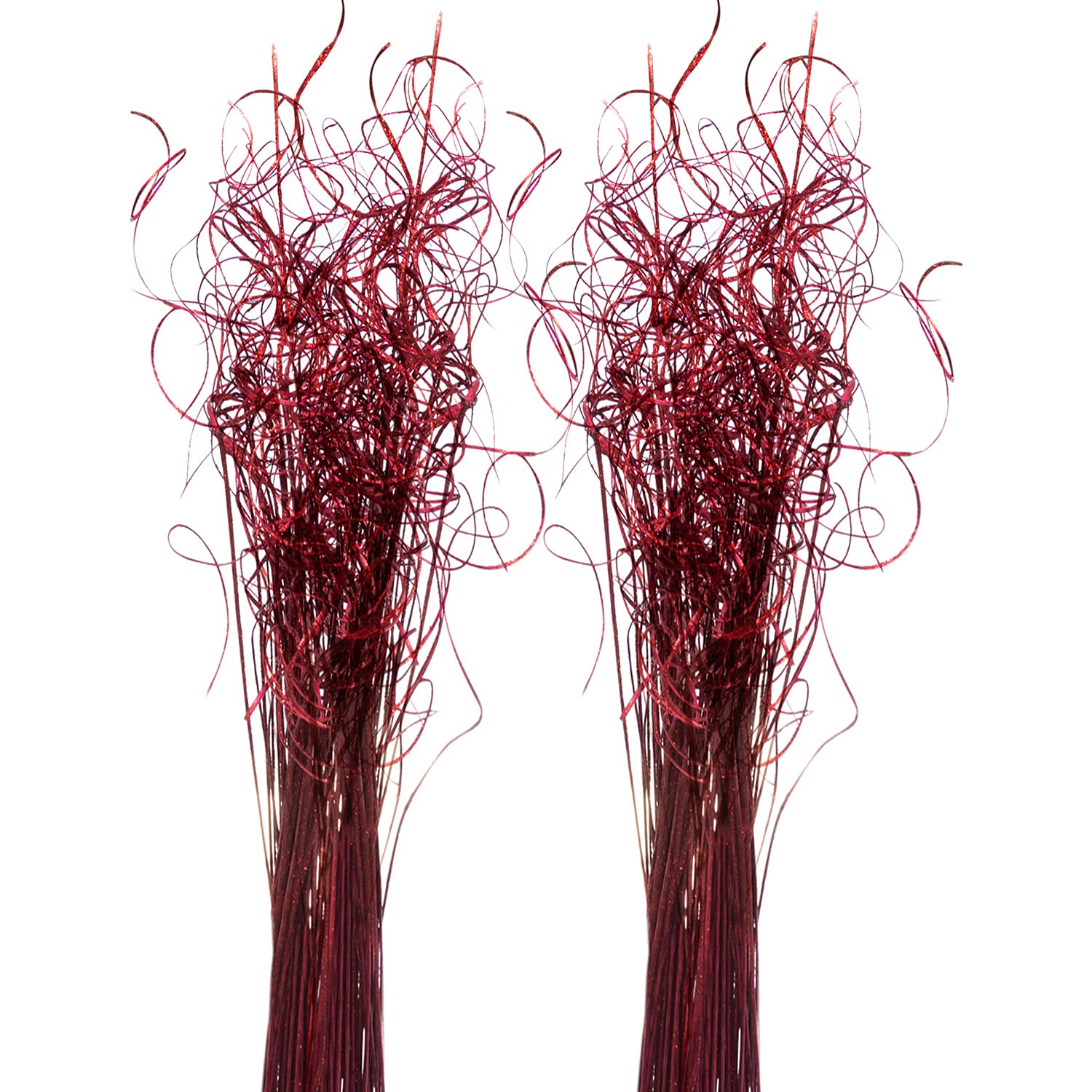 Royal Imports Sparkle Glitter Curly Ting Ting Branches Vase Filler for Wedding, Holiday, Home Decoration, 26-Inch, 75 Stems, Red