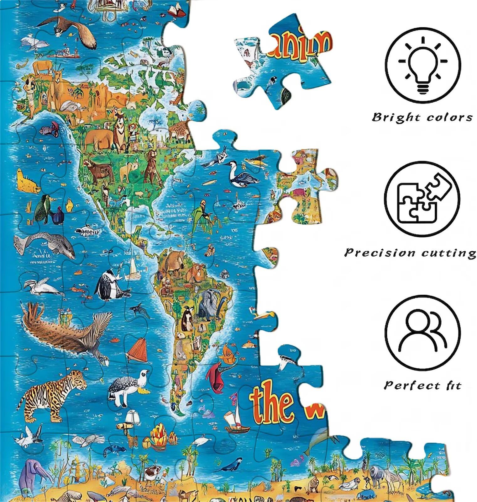 Puzzle 2000 elementów dla dorosłych, niebieska trudna i kolorowa drewniana karta logiczna, duża łamigłówka 99,5 x 70,5 cm, gra antystresowa z plakatem, dekoracja ścienna do domu, prezent urodzinowy